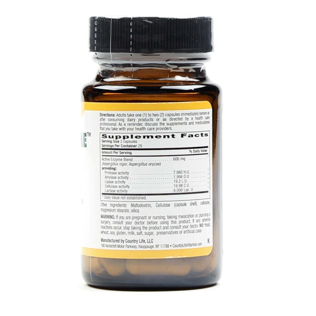 Country Life Dairy-Zyme 50 Cápsulas Vegetarianas: Melhore Sua Digestão e Bem-Estar - Imagem 2