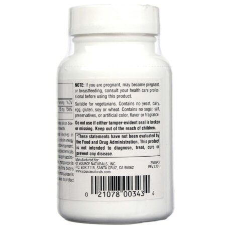 Source Naturals Quelato de Manganês 15mg - 250 Tabletes: Saúde e Bem-Estar no Brasil - Imagem 3