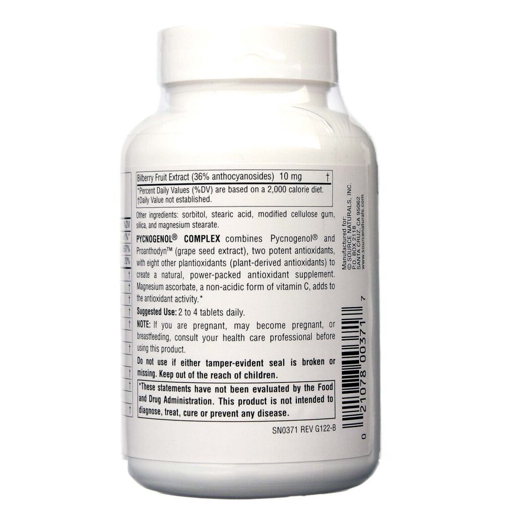 Source Naturals Complexo Pycnogenol - 60 Tabletes: Antioxidade Poderoso para sua Saúde e Bem-Estar - Imagem 3