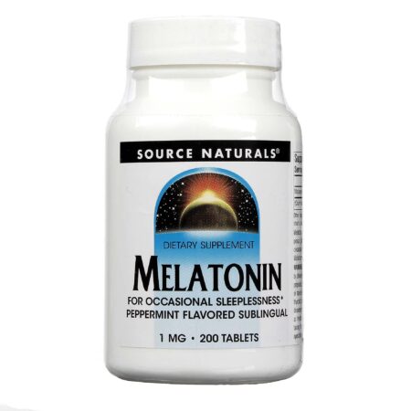 Source Naturals, Melatonina 1 mg, Hortelã-Pimenta - 200 Comprimidos Sublingüais