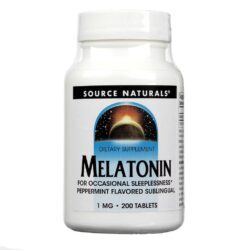 Source Naturals Melatonina 1mg Hortelã-Pimenta - 200 Comprimidos Sublinguais: Sono Tranquilo e Revigorante