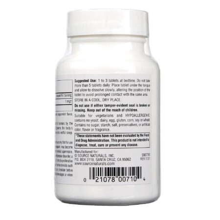 Source Naturals, Melatonina 1 mg, Hortelã-Pimenta - 200 Comprimidos Sublingüais - Image 3