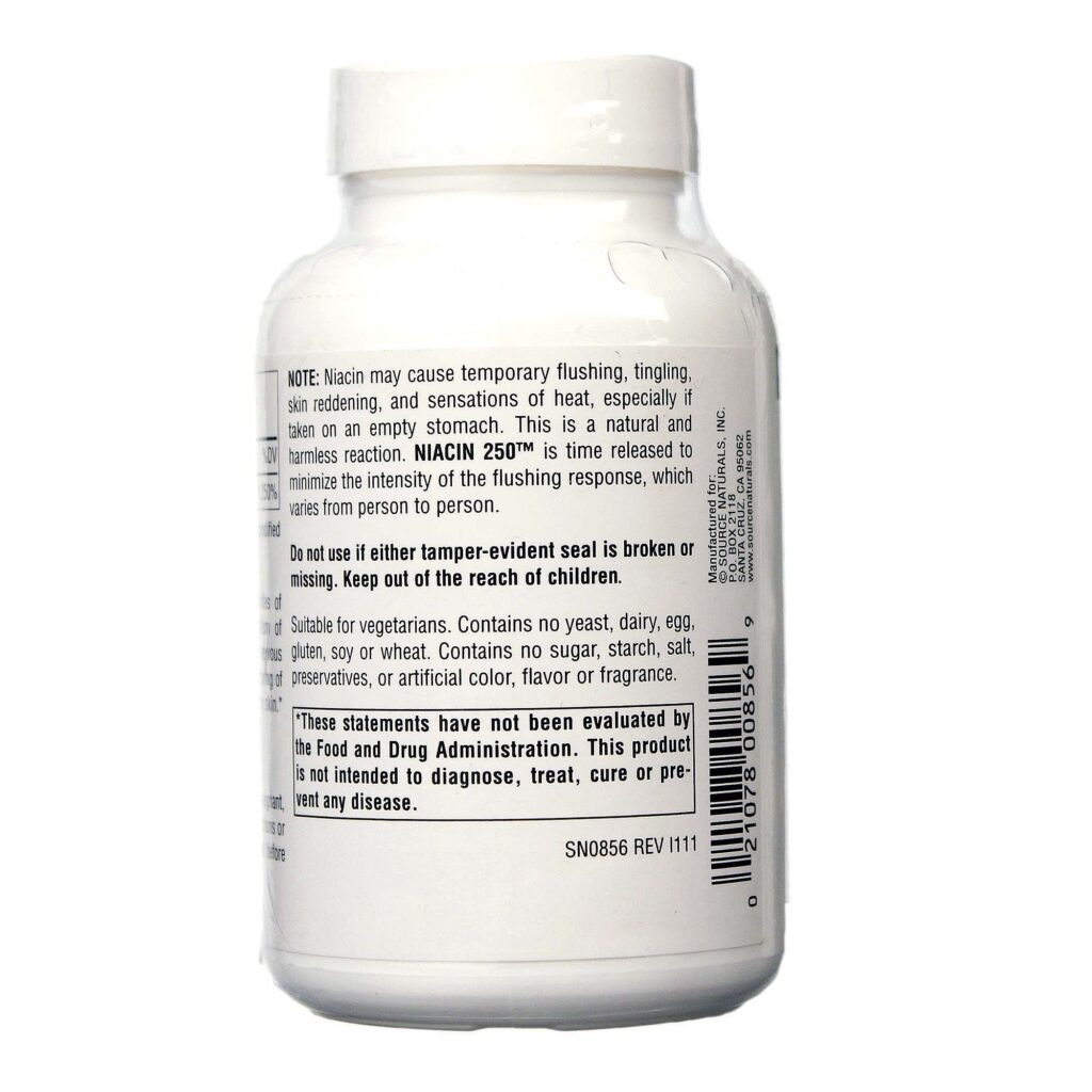 Source Naturals Niacina 250mg - 250 Tabletes: Saúde e Bem-Estar Essenciais - Imagem 3