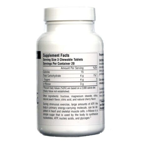 Source Naturals D-Ribose 60 Tabletes Mastigáveis - Energia e Recuperação Muscular - Imagem 2