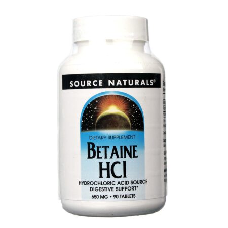 Source Naturals, HCl Betaína - 90 Tabletes