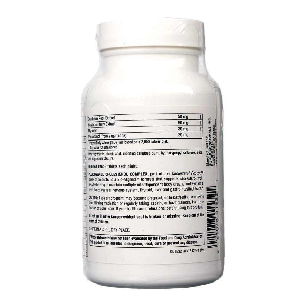 Source Naturals Complexo Policosanol e Colesterol - 90 Tabletes: Controle Natural do Colesterol - Imagem 3