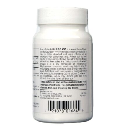 Source Naturals, R-Lipóico 100 mg - 60 Tabletes - Image 3