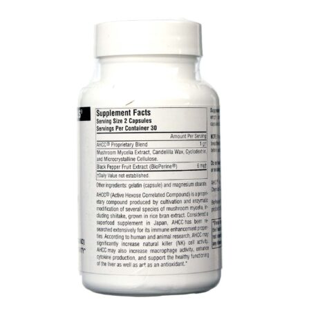 Source Naturals AHCC 500 mg com Bioperine 60 Cápsulas - Image 2