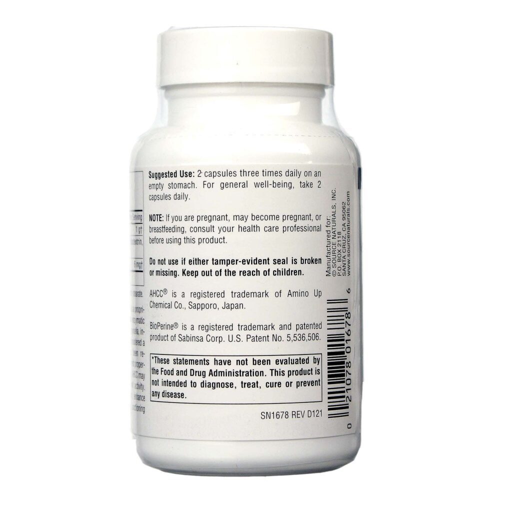 Source Naturals AHCC 500 mg com Bioperine 60 Cápsulas: Saúde e Vitalidade para o Seu Dia a Dia no Brasil - Imagem 3