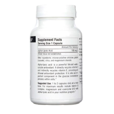 Source Naturals, Ácido Alfa Lipóico - 100 mg - 60 cápsulas - Image 3