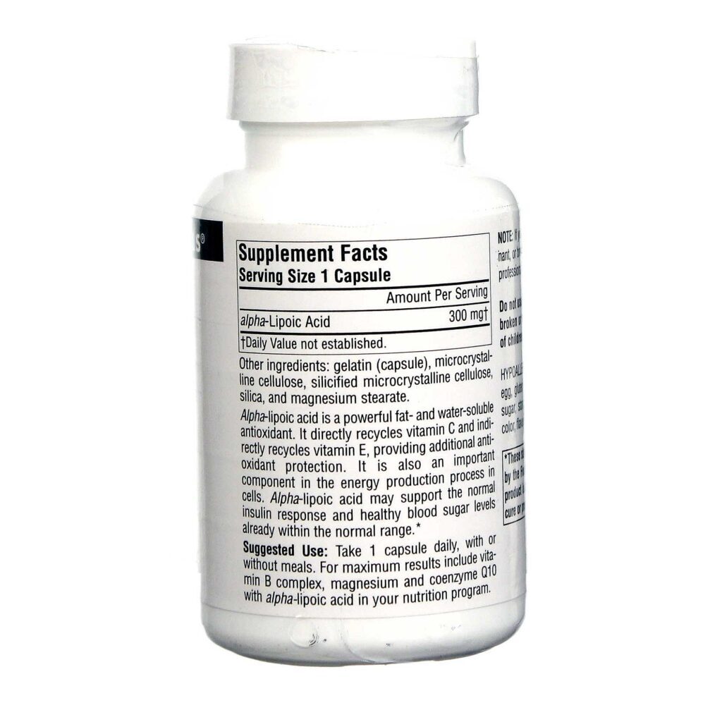 Ácido Alfa-Lipóico 300mg Source Naturals - 60 Cápsulas: Poder Antioxidante Potente - Imagem 2
