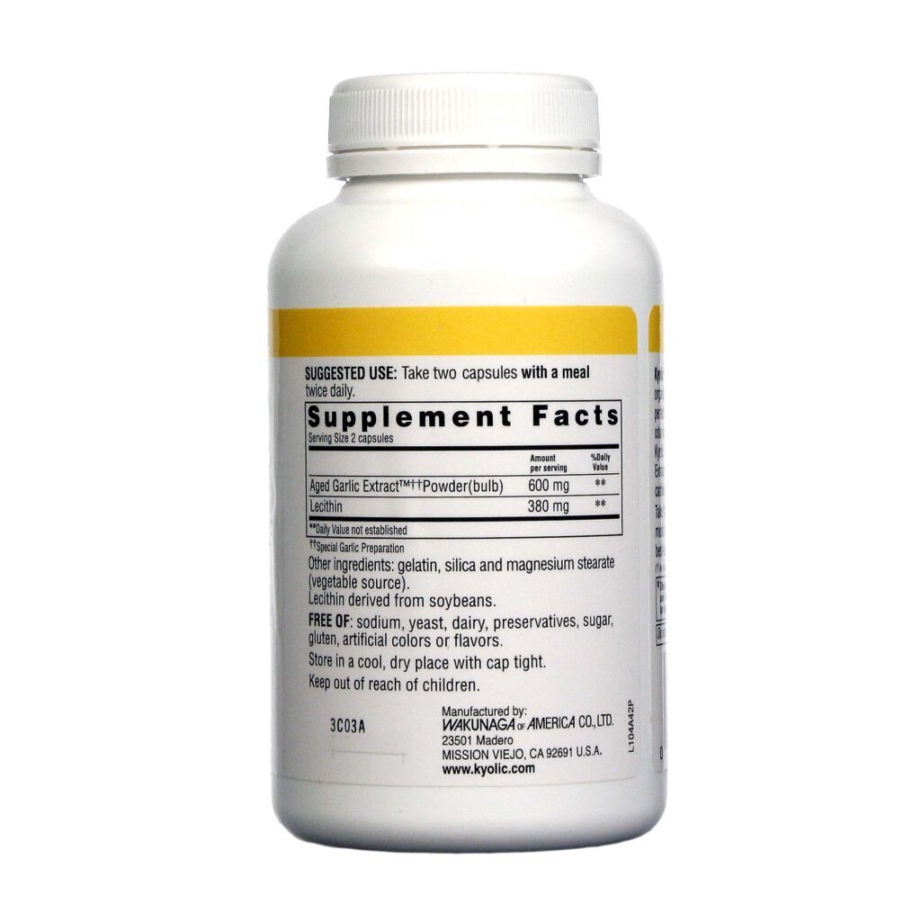Kyolic Extrato de Alho Colesterol com Lecitina - 200 Cápsulas para Saúde Cardiovascular - Imagem 2