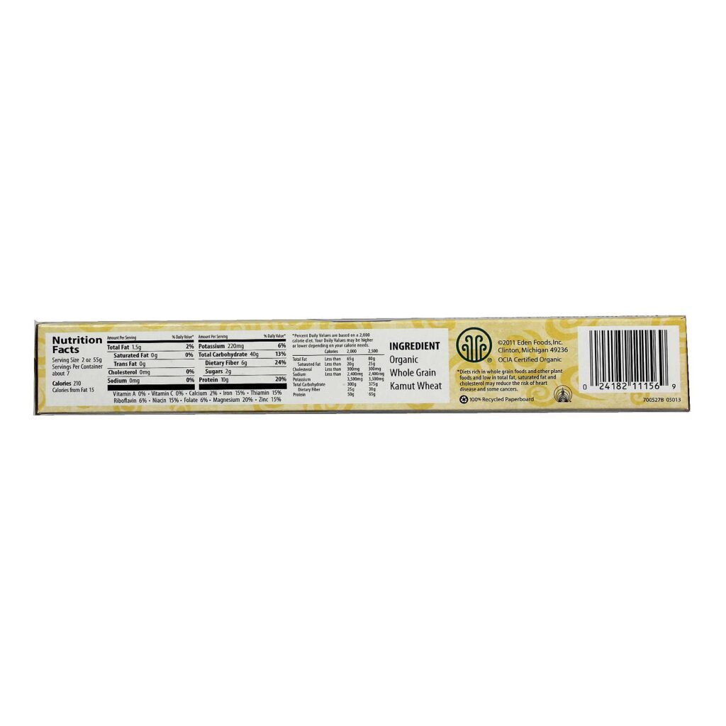 Spaghetti Kamut Orgânico Eden Foods 396g: Massa Integral Premium para sua Saúde - Imagem 2