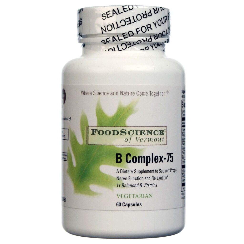 Food Science of Vermont Complexo B-75 60 Cápsulas Vegetarianas - Energia e Bem-Estar