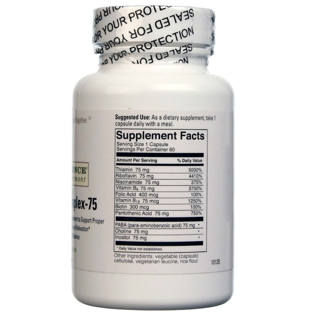 Food Science of Vermont Complexo B-75 60 Cápsulas Vegetarianas - Energia e Bem-Estar - Imagem 2
