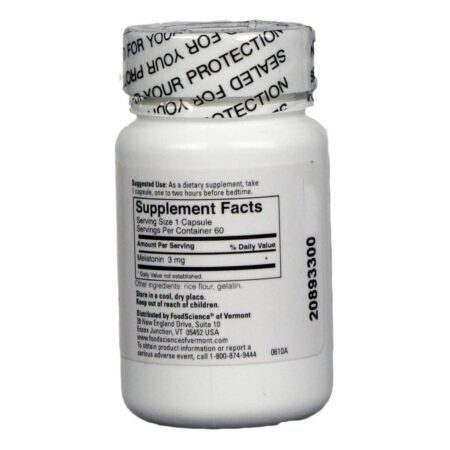 Food Science of Vermont Melatonina-3 60 Cápsulas: Sono Reparador e Bem-Estar - Imagem 2
