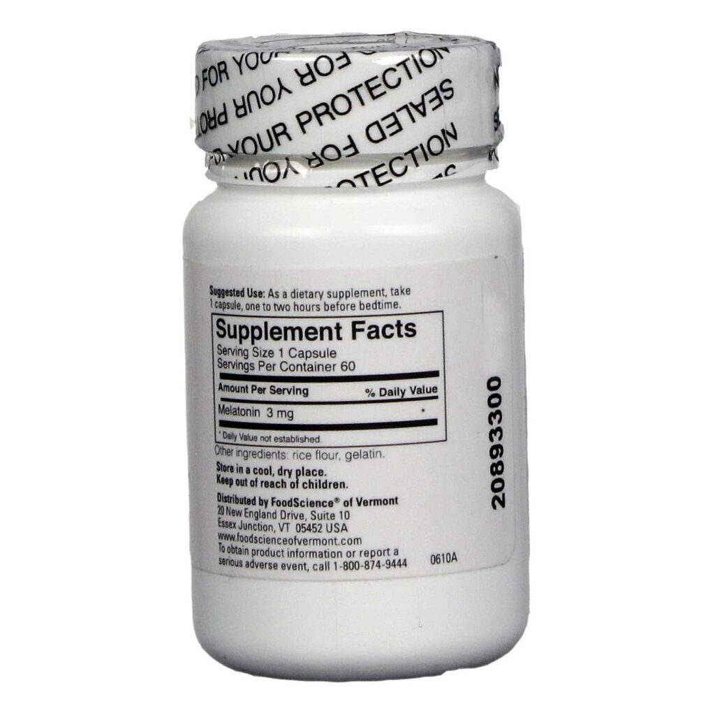 Food Science of Vermont Melatonina-3 60 Cápsulas: Sono Reparador e Bem-Estar - Imagem 2