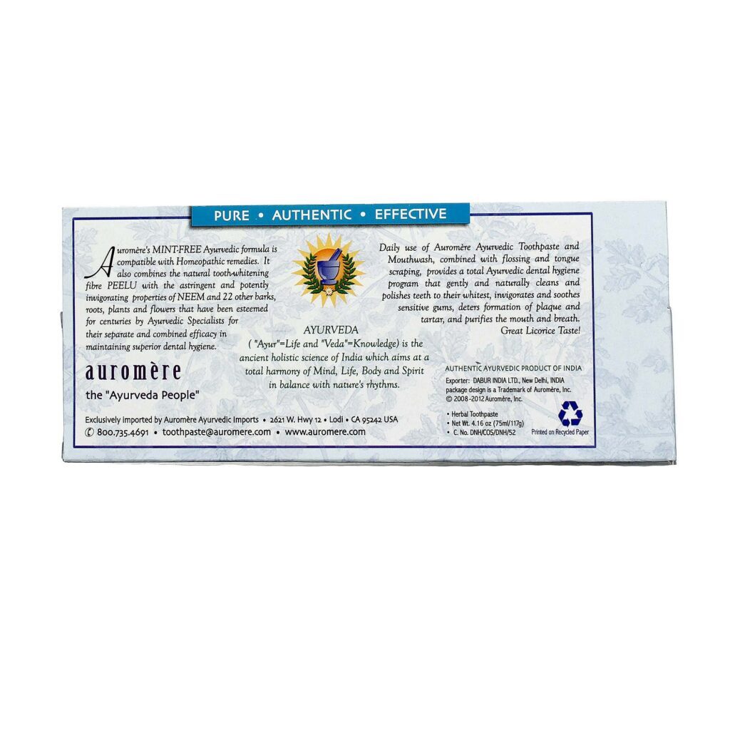 Auromere Creme Dental de Ervas Ayurvédica - 117g: Higiene Bucal Natural e Completa - Imagem 2