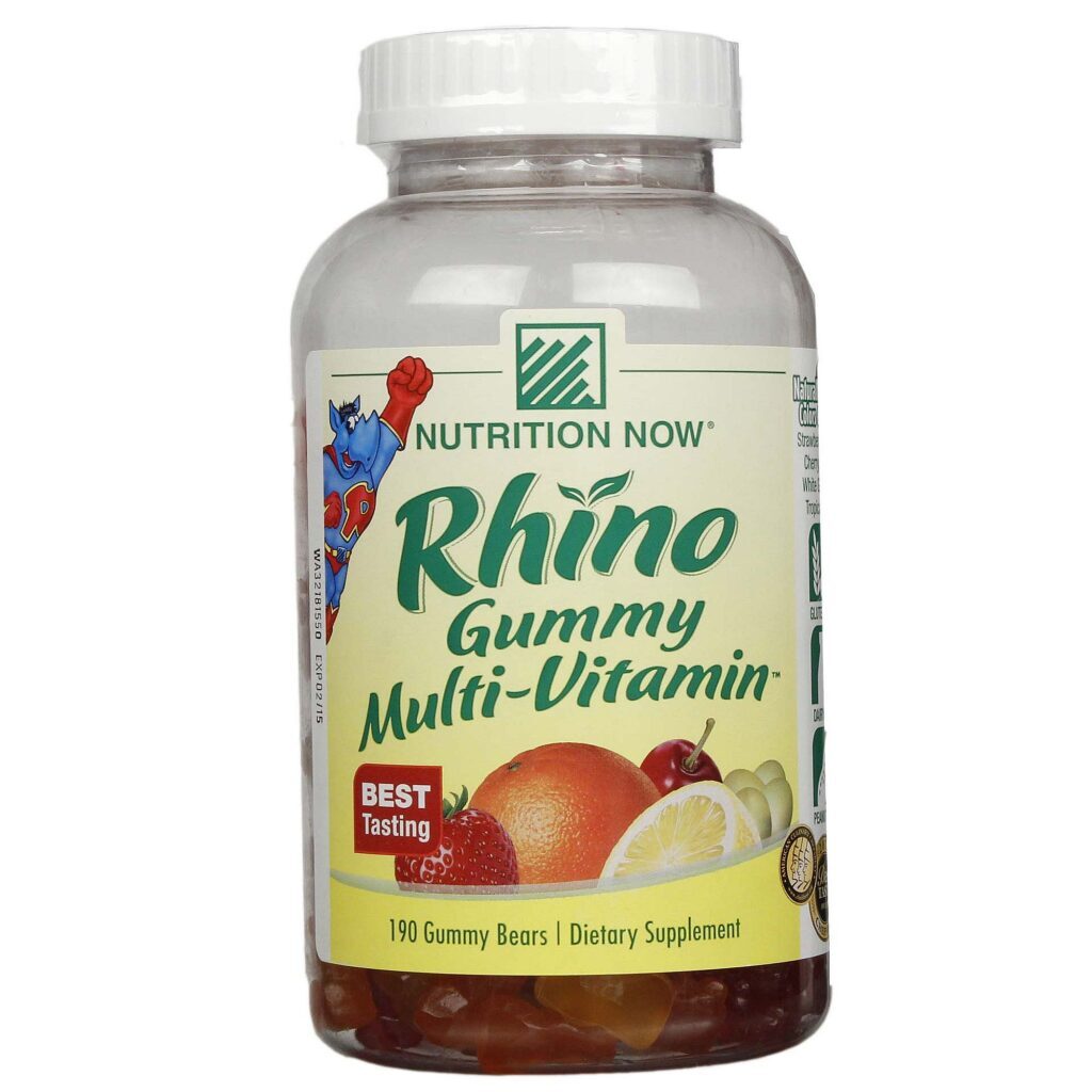 Nutrition Now Rhino Vitaminas em Gomas - 190 Gomas Mastigáveis para Energia e Bem-Estar