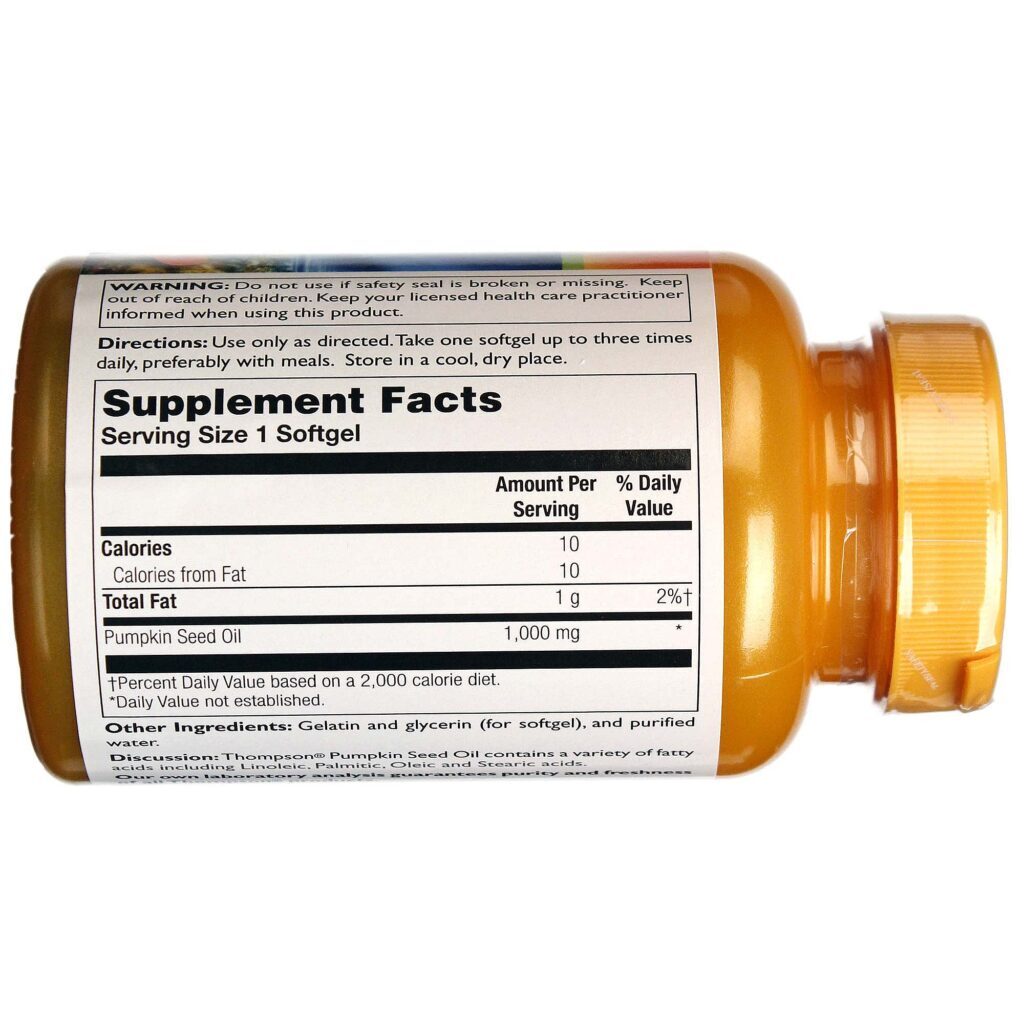 Óleo de Semente de Abóbora Thompson 1000 mg 60 Cápsulas: Saúde e Bem-Estar - Imagem 2
