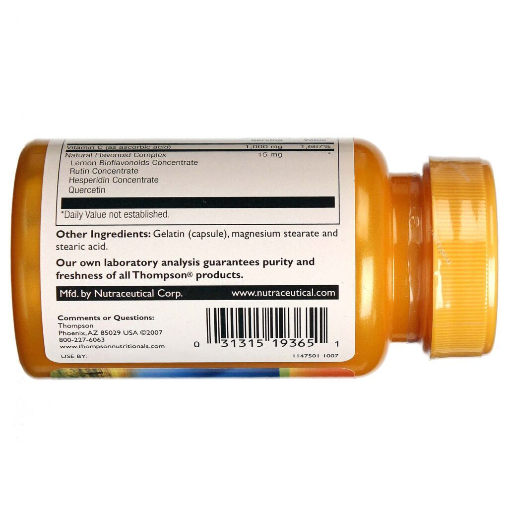 Vitamina C 1000 mg Thompson com Bioflavonóides - 60 Cápsulas | Imunidade e Energia - Imagem 3