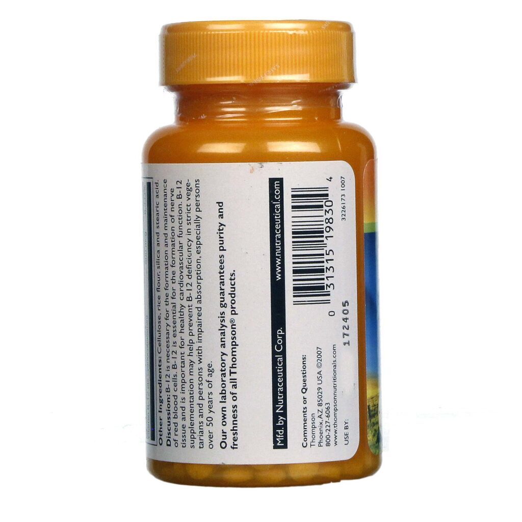 Vitamina B12 Thompson 500 mcg - 90 Tabletes - Energia e Saúde no Brasil - Imagem 3