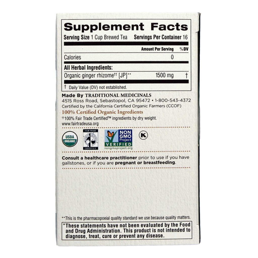 Traditional Medicinals Chá de Gengibre 16 Saquinhos - Alívio Natural e Bem-Estar - Imagem 2