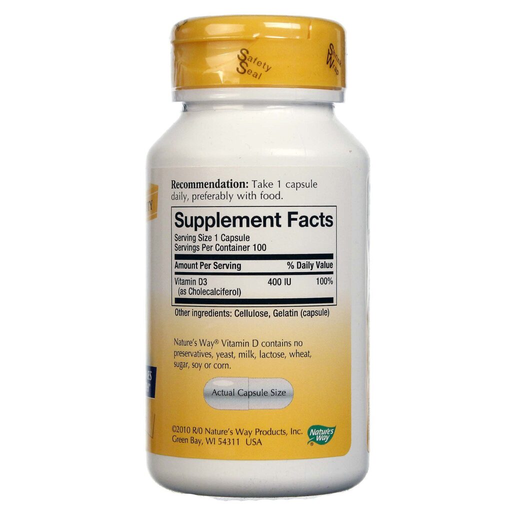 Nature's Way Vitamina D Seca 100 Cápsulas - Essencial para sua Saúde no Brasil - Imagem 2