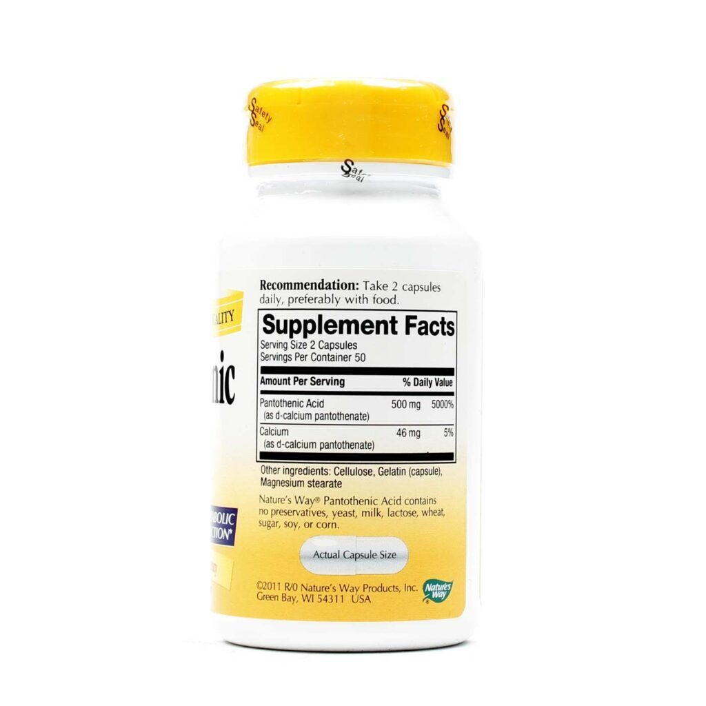 Nature's Way Ácido Pantotênico 250mg - 100 Cápsulas: Energia e Bem-Estar Diário - Imagem 2