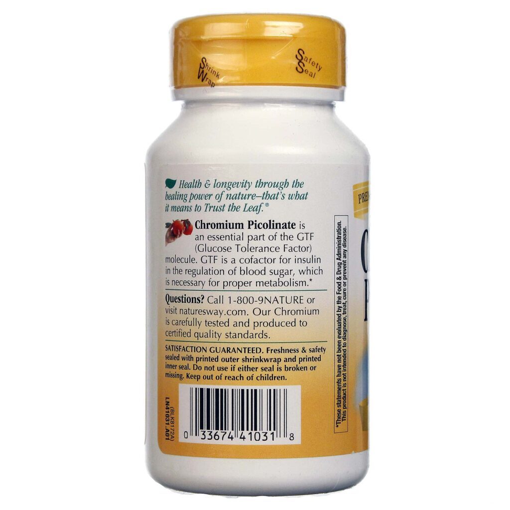 Nature's Way Picolinato de Cromo 100 Cápsulas para Controle de Glicose e Bem-Estar - Imagem 3