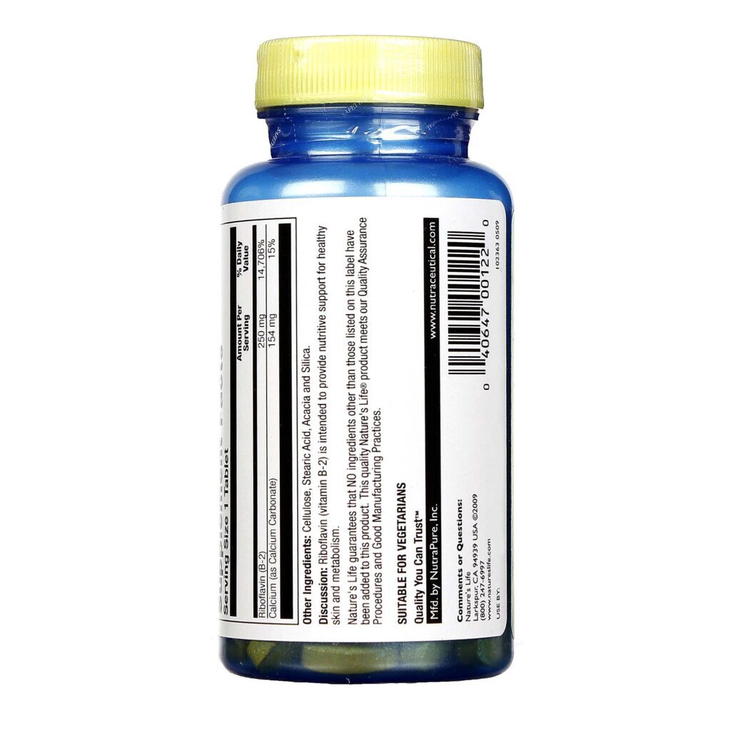 Nature's Life B-2 250 mg: Vitamina B2 Essencial para sua Energia e Bem-Estar - 100 Comprimidos - Imagem 3