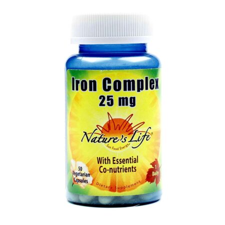 Nature's Life Complexo de Ferro 25 mg 50 Cápsulas Vegetarianas