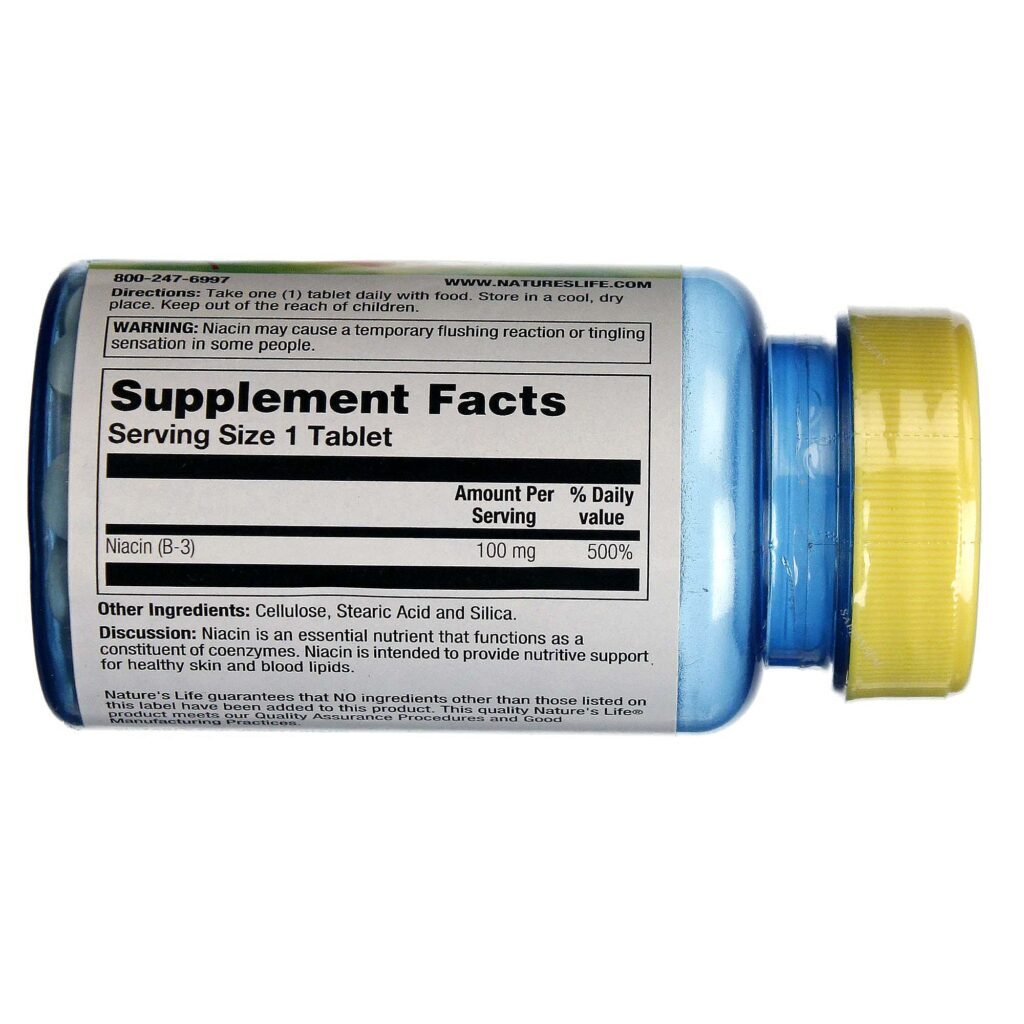 Nature's Life Niacina 100mg: Vitamina B3 Essencial para Saúde e Bem-Estar - 100 Tabletes - Imagem 2