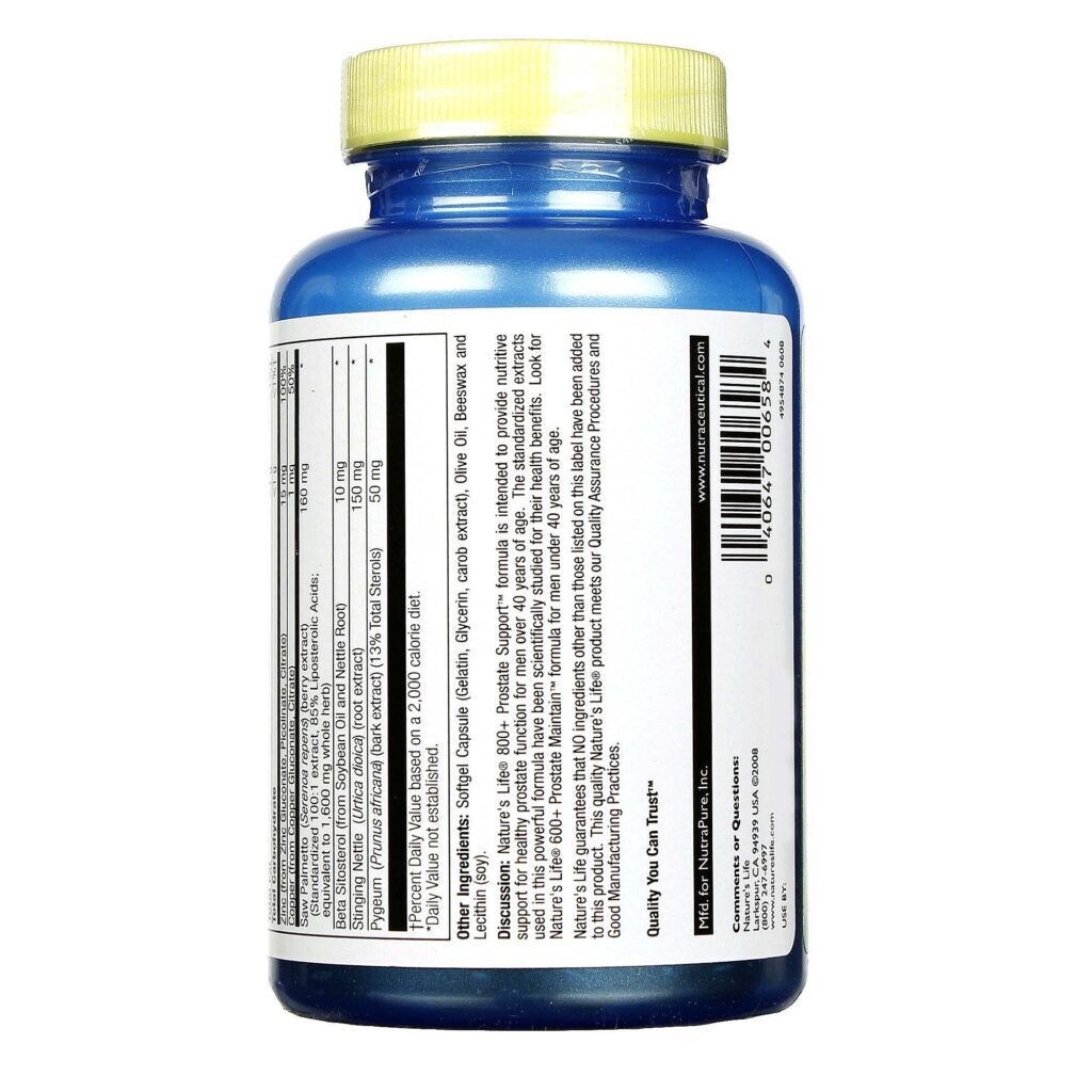 Nature's Life Suporte da Próstata 800+ com 120 Cápsulas - Saúde Masculina Essencial - Imagem 3