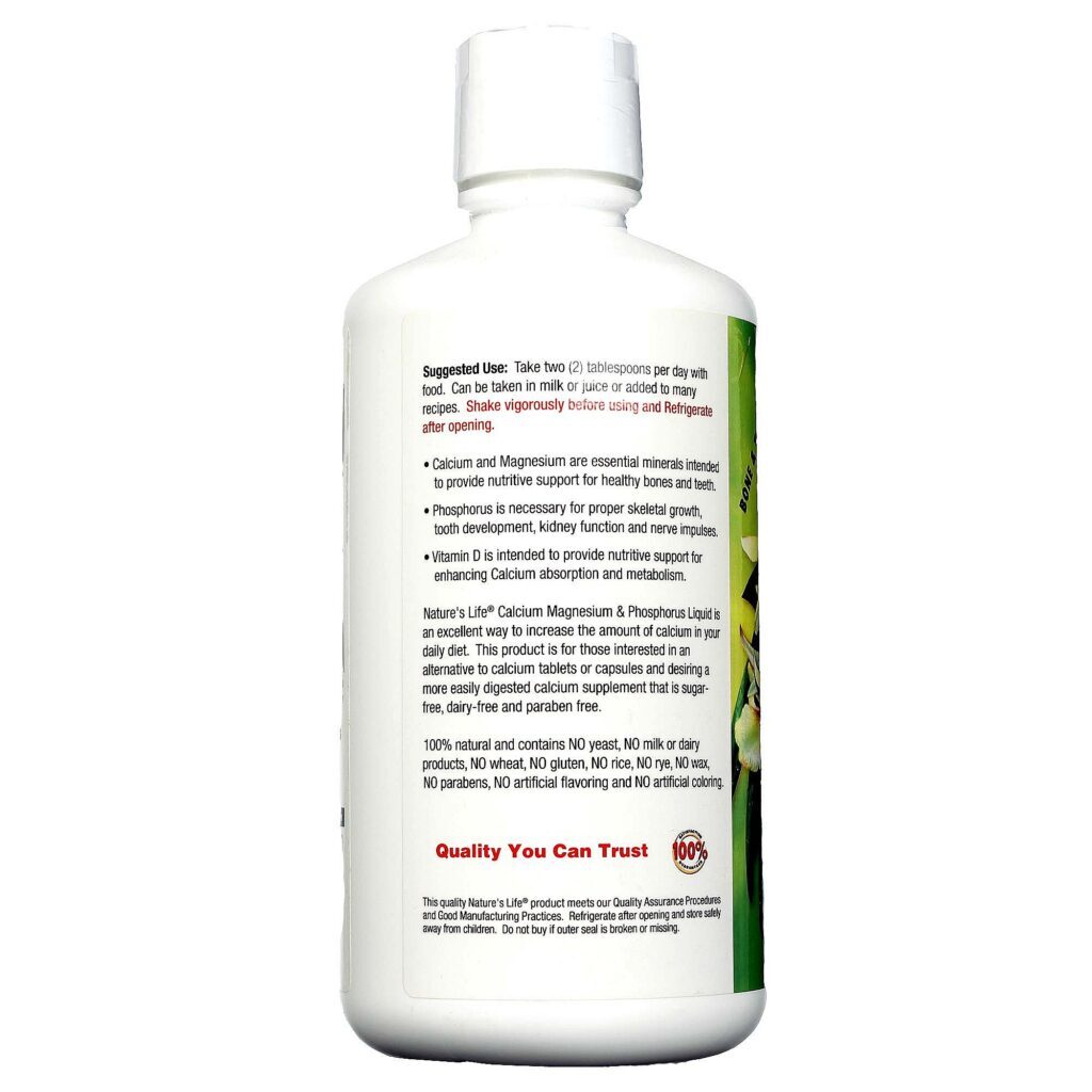 Nature's Life Cálcio, Magnésio e Fósforo Líquido Baunilha 946ml (32 fl oz) - Saúde Óssea e Energética - Imagem 3