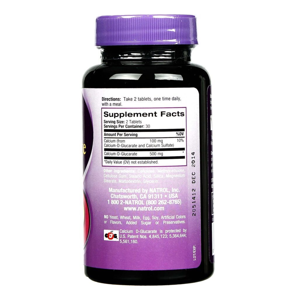 Natrol D-Glucarato de Cálcio 250 mg - 60 Tabletes: Suporte Detox e Saúde Hormonal - Imagem 2