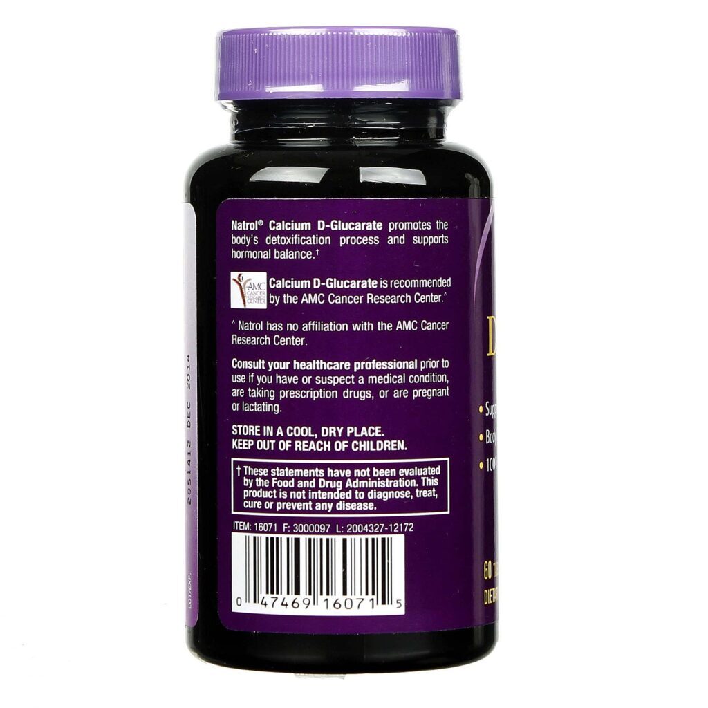 Natrol D-Glucarato de Cálcio 250 mg - 60 Tabletes: Suporte Detox e Saúde Hormonal - Imagem 3
