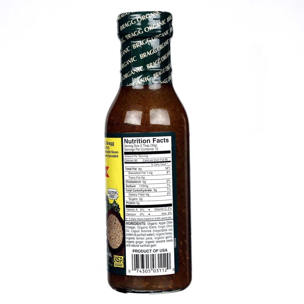 Bragg Molho para Salada Gengibre e Gergelim - 354 ml: Sabor Oriental Autêntico para Sua Cozinha - Imagem 2