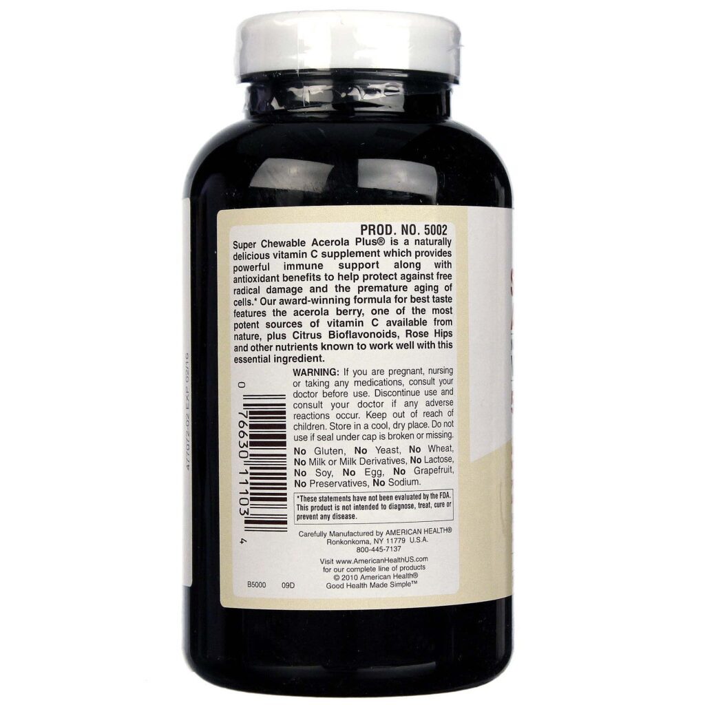 American Health Super Acerola 500mg: 100 Wafers Mastigáveis para Imunidade e Bem-Estar - Imagem 3