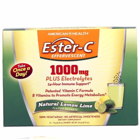 American Health, Ester-C 1000 mg - Efervescentes Sabor Lima-Limão - 21 Pacotes