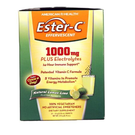 American Health, Ester-C 1000 mg - Efervescentes Sabor Lima-Limão - 21 Pacotes - Image 2