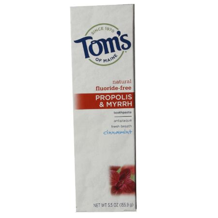 Tom's of Maine, Pasta de Dentes de Própolis e Mirra (sem Flúor) - 5,5 oz (155,9g)