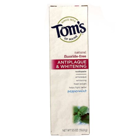 Tom's of Maine, Creme Dental Antiplaca e Branqueador Sem Flúor, Menta - 155.9 g