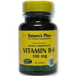 Nature's Plus Vitamina B-6 100mg - 90 Tabletes para Saúde do Cérebro e Energia