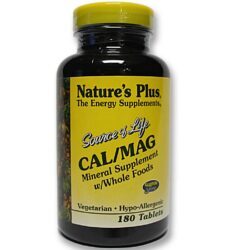 Nature's Plus Source of Life Cal / Mag - 180 Tabletes | Cálcio e Magnésio Essenciais