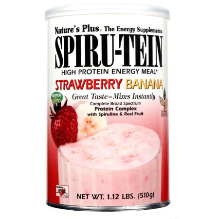 Nature's Plus, Proteína Spiru-Tein®, Morango e Banana - 510 g (1.12 lbs)