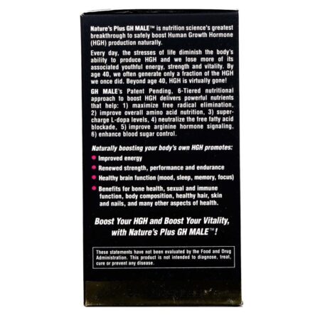 GH Male™ Nature's Plus - Hormônio do Crescimento para Homens - 60 Cápsulas - Imagem 3