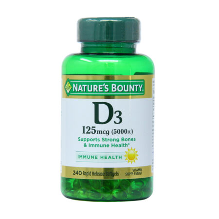 Nature's Bounty Vitamina D3 de Força Máxima -5,000 UI - 240 Cápsulas em Gel