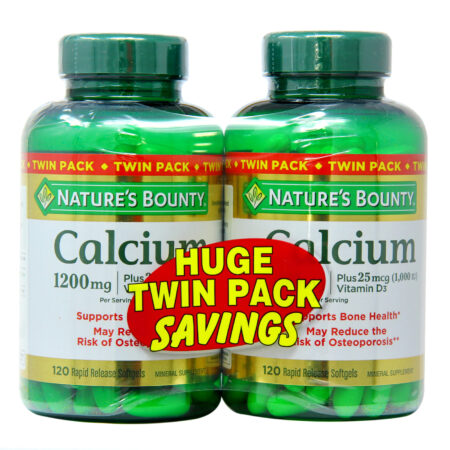 Nature's Bounty Cálcio mais Vitamina D3 Twin Pack - 1,200 mg - 120 Cápsulas em Gel Per Bottle