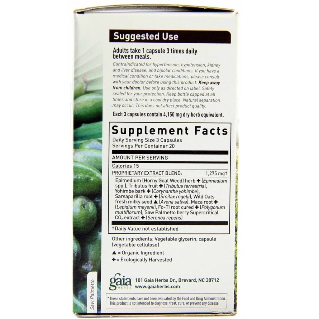 Gaia Herbs Libido Masculino - Sistema de Suporte com 60 Cápsulas Vegetarianas - Imagem 4